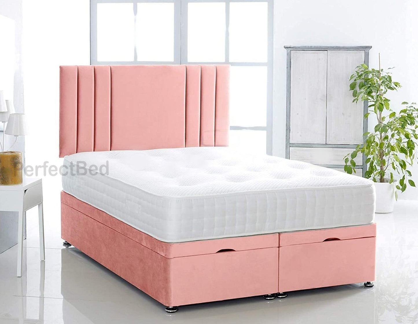 Chloe Ottoman Plush Divan Bed set with Headboard