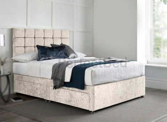 Diamond Chenille Divan Bed with Headboard