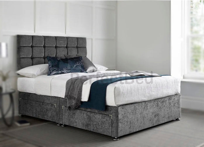 Diamond Chenille Divan Bed with Headboard