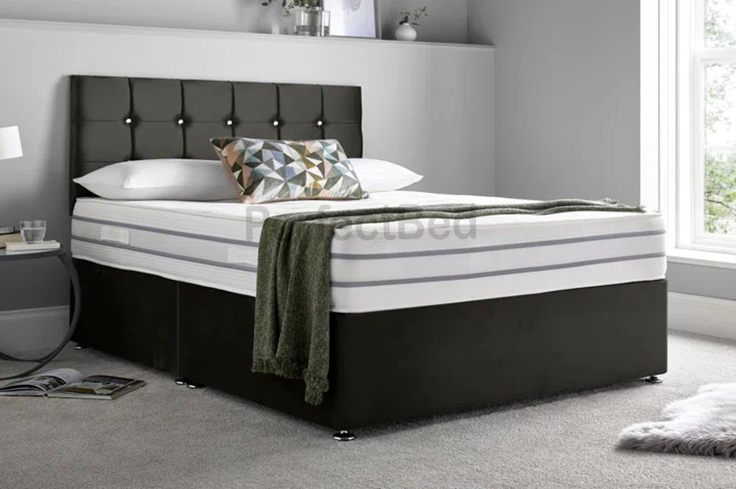 Diamond Plush Divan Bed with Headboard