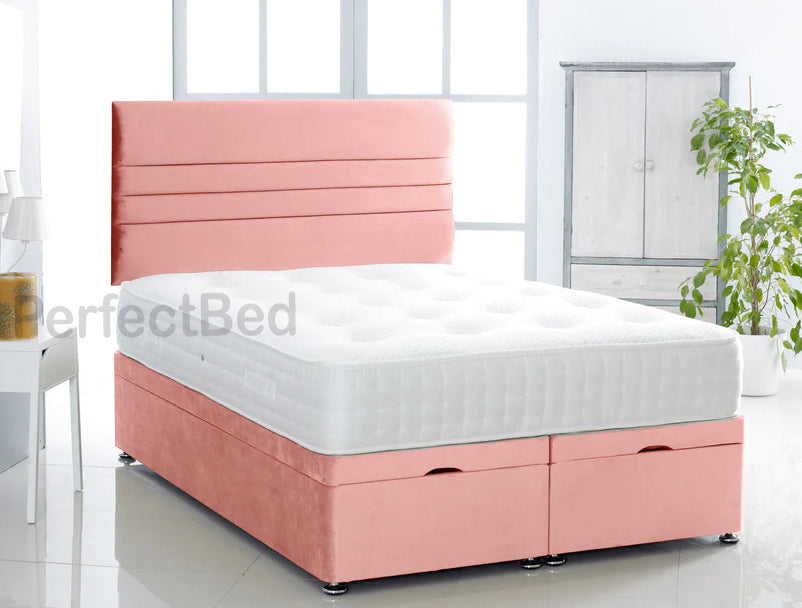 Katie Ottoman Plush Divan Bed set with Headboard