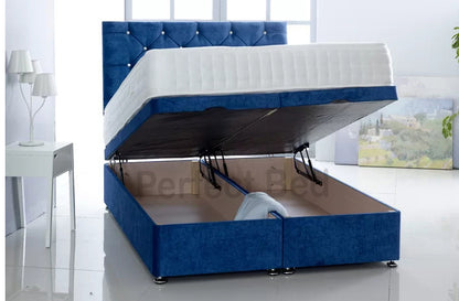 Monti Chenille Ottoman Plush Divan Bed set with Headboard