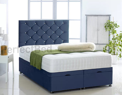 Monti Ottoman Plush Divan Bed set with Headboard