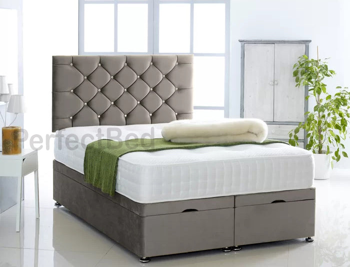 Monti Ottoman Plush Divan Bed set with Headboard