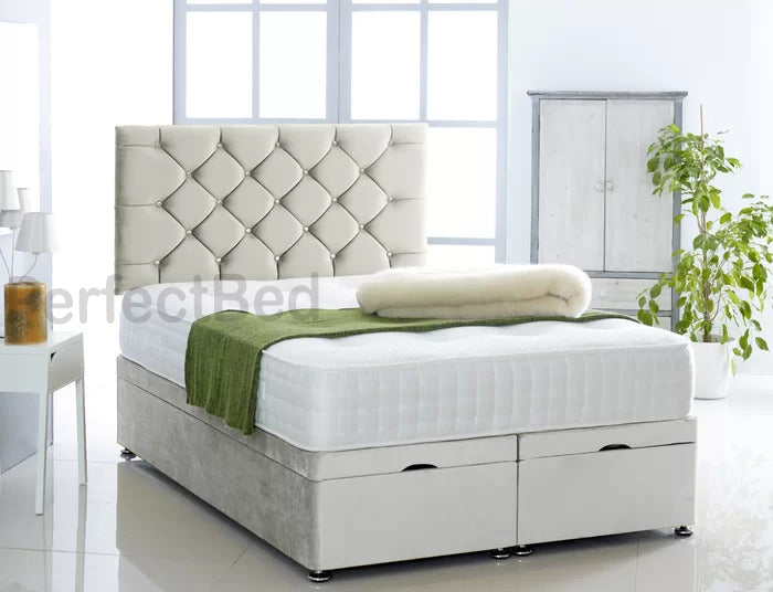 Monti Ottoman Plush Divan Bed set with Headboard