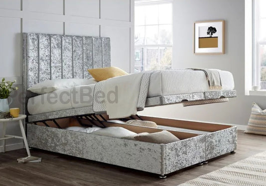 Oxford Ottoman Crushed Velvet Divan Bed set with Headboard