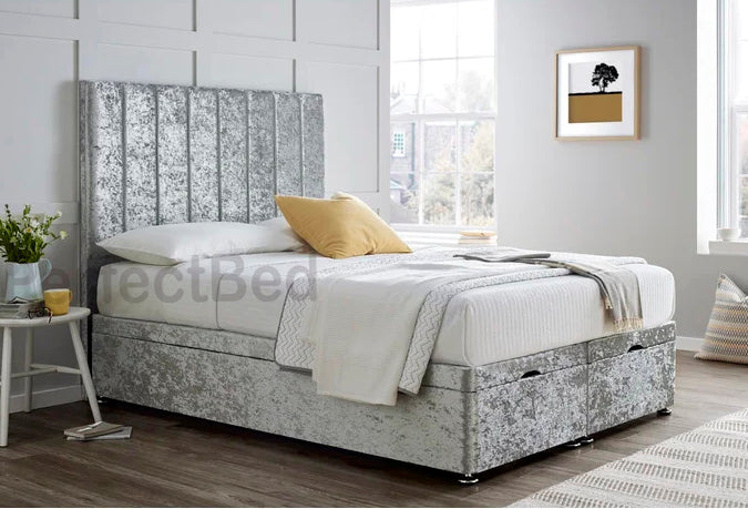 Oxford Ottoman Crushed Velvet Divan Bed set with Headboard